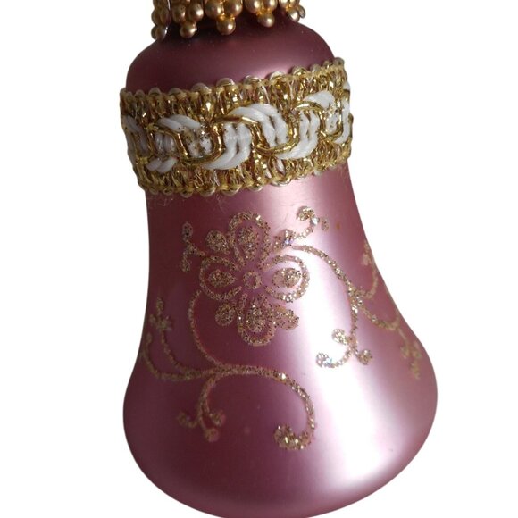 Christmas by Krebs Set of 9 pinks, beige, Glass Bell Tree Ornaments - Picture 3 of 6